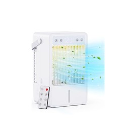 Mobile Air Conditioner, 1500 ml, Mobile Air Conditioner with USB & Remote Control, Air Cooler with Water Cooling, 5 Fan Levels & 3 Modes, Timer (2/4/6/8/10 Hours), Coloured LED Light - Ideal for Home