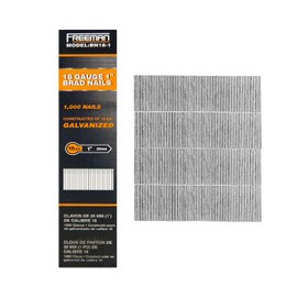 Freeman 18-Gauge 1" Glue Collated Brad Nails – 1,000 Count – Galvanized Steel, Clean Finish, Ideal for Trim, Moulding & Baseboards