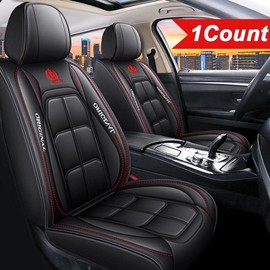 Fall Car Seat Covers for Front¬†Seat, 1 Count PU Leather Car Seat Protector, Car Accessories, Car Mats for Car Interior Decor, Auto Interior Accessories, Summer Travel Car Essentials, Cool Interior Truck Accessories,¬†Car Stuff,¬†Gift for Girlfriend:_Black_1 Count