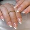 Almond Press on Nails Short French Tip Pink Fake Nails