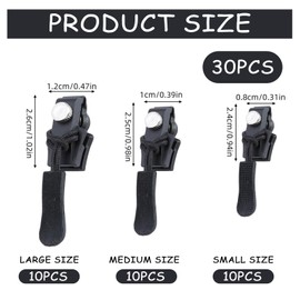 30 Piece Zip Repair Set, Zip Replacement Zipper, 3 Sizes Replacement Zipper for Zips, Zip Puller, Backpacks, Zip Fix Kit, Universal for All Types