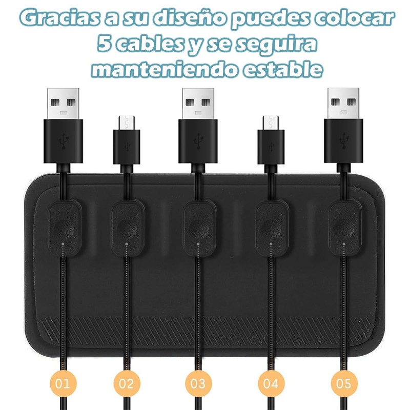 Soporte Con Clips Magnético Para Organizar Cables Escritorio (NEGRO)