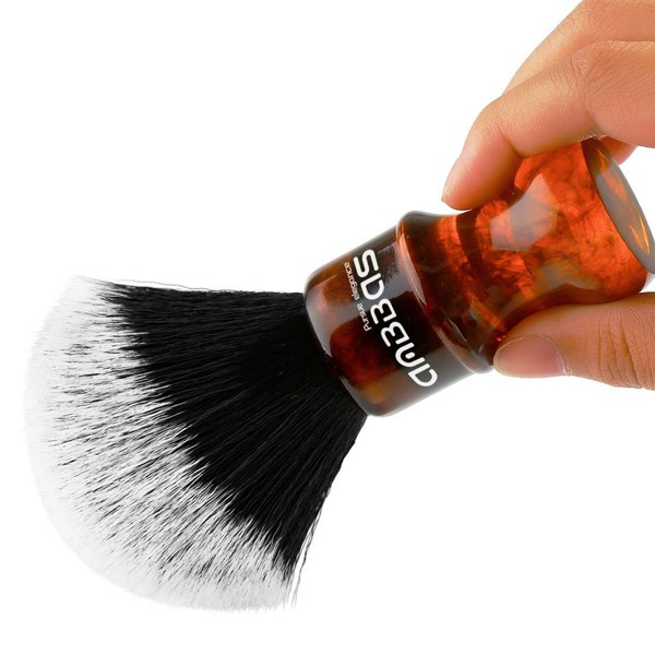Shaving Brush Beard Brush Anbbas Pure Bagger Hair Nylon Hair Wood Handle 24mm Hair Length Shave Frothing Face Wash Brush for Men (Amber)