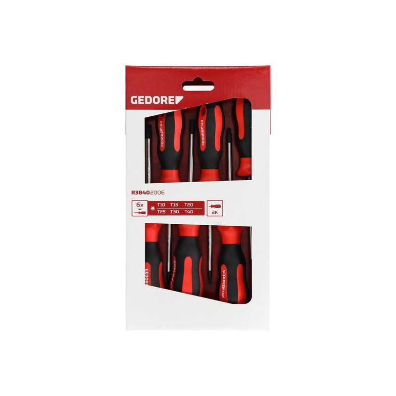 GEDORE red 6-pc. Screwdriver set, Screwdriver set Torx, 2-component handle,