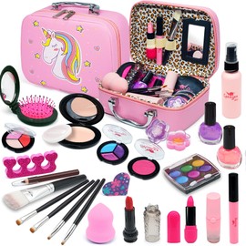 Washable Kids Makeup Girls Toys - Real Makeup Set Make Up Kits for Children Kids Girls Princess Glamour Girl Pretend Play Makeup Kit Christmas Birthday Gifts Toys for 3 4 5 6 7 8 9 10 Year Old Girl