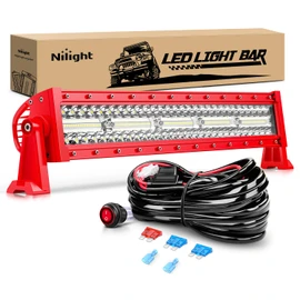 Nilight LED Light Bar 22Inch Triple Row Spot Flood Combo Lights Red Shell with Wiring Harness Kit for Fog Light Driving Light Work Light on Off-Road Truck SUV ATV UTV