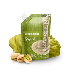 Nut Dreamers Pistachio Spread Vegan Keto Gluten Free Sugar Free Nut Butter Snack Pouch with Pistachios & Cashews – Healthy Vegan Snack for Pancakes Yogurt Smoothies 10 oz
