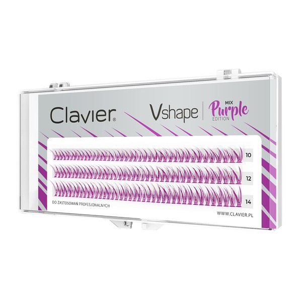 Clavier False Eyelashes in Tufts V-Shape Fishtail C-Curl Coloured | Kardashian Effect | 10 Eyelashes in a Tuft | Various Lengths from 10 to 14 mm | Colour Edition - Purple