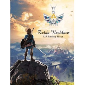TOUPOP Zelda Necklace Sterling Silver Zelda Pendant Chain with Abalone Shell Zelda Jewellery Gifts for Men Women Boys Girls, Sterling Silver, Abalone