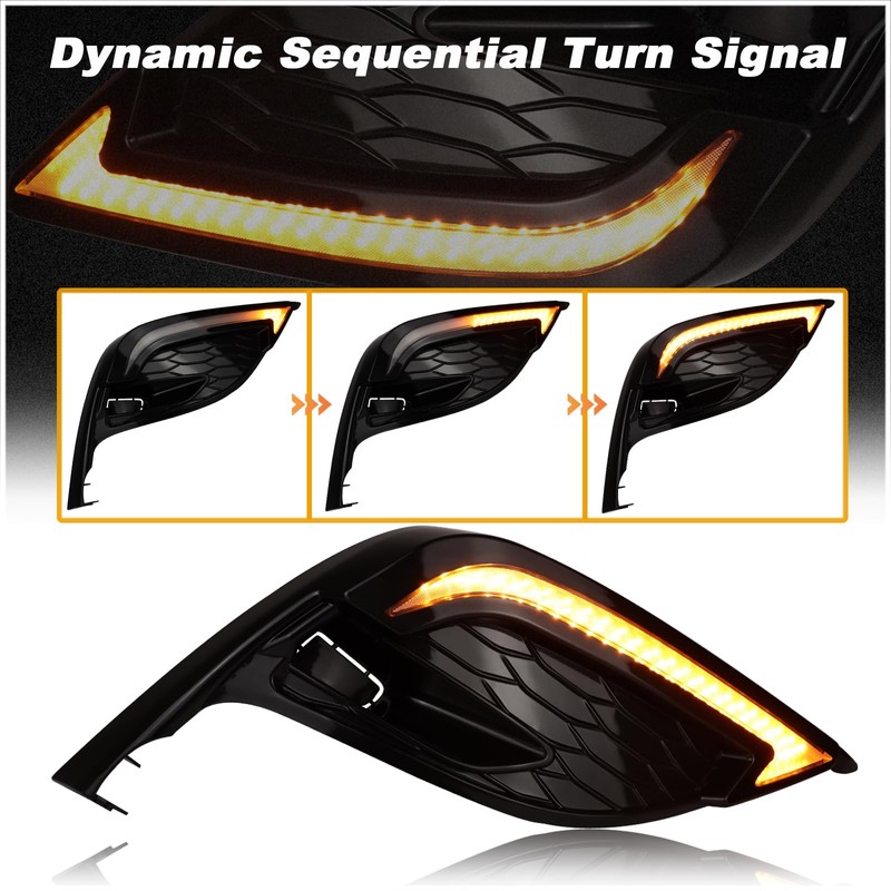 KEEGTBOX Switchback White/Amber LED DRL Front Fog Daytime Running Light
