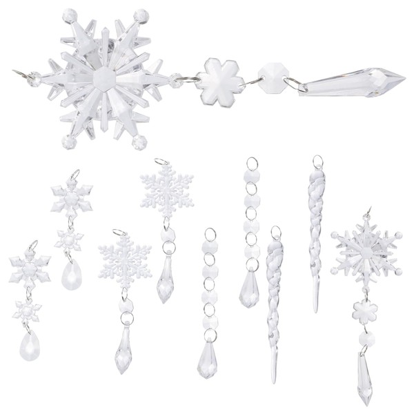 KOMBIUDA 10pcs Transparent Acrylic Snowflake Pendants Festive Hanging Decor for