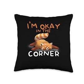 Funny I'm Okay In The Corner | Cute Red Panda Throw Pillow