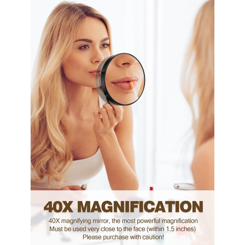 Macaki 40X Magnifying Mirror with 2 Suction Cups, 3.5 inches