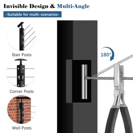 Gyykzz 30Pack 1/8" Invisible Cable Railing Kit Terminal Toggle Anchor Angle, T316 Stainless Steel Adjustable Cable Railing Hardware Invisible Tensioner for Metal Railing Corner Post and Wall Post