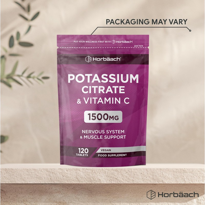 Potassium Supplement High Strength 1500mg with Vitamin C | Electrolyte