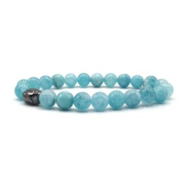 KARDINAL WEIST Buddha Aquamarine Bracelet, Gemstone Beads, Power Stone Jewellery for Men and Women, Chakra - Lucky Charm - Friendship, Aquamarine