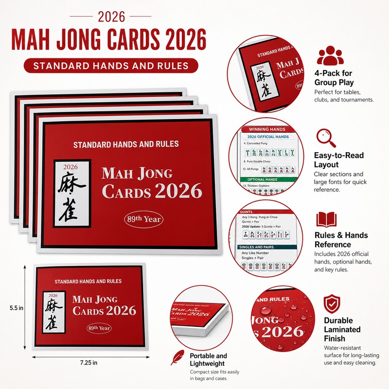 2026 Mahjong Rules & Hands Reference Cards for Game Night