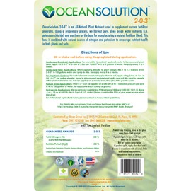OceanSolution 2-0-3 All Natural Liquid Fertilizer – 32 Oz Concentrated Mineral Fertilizer & Plant Food for Microgreens, Hydroponics, Gardens & Lawns–OMRI Listed, No Odor(1oz per Gallon of Water)