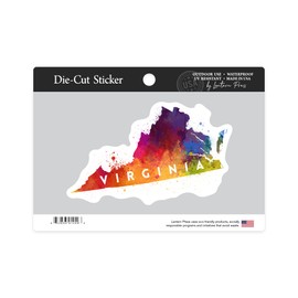 Die Cut Sticker Virginia, State Abstract Watercolor, Contour Vinyl Sticker 3 to 6 inches, (Waterproof Decal for Cars, Water Bottles, Laptops, Coolers), Large