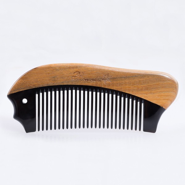Breezelike No Static Fish Shaped Black Buffalo Horn with Sandalwood