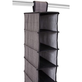 Internet's Best 10 Tier Hanging Shoe Organizer - Narrow Shelf Closet Shoe Rack - Footwear Storage - Grey