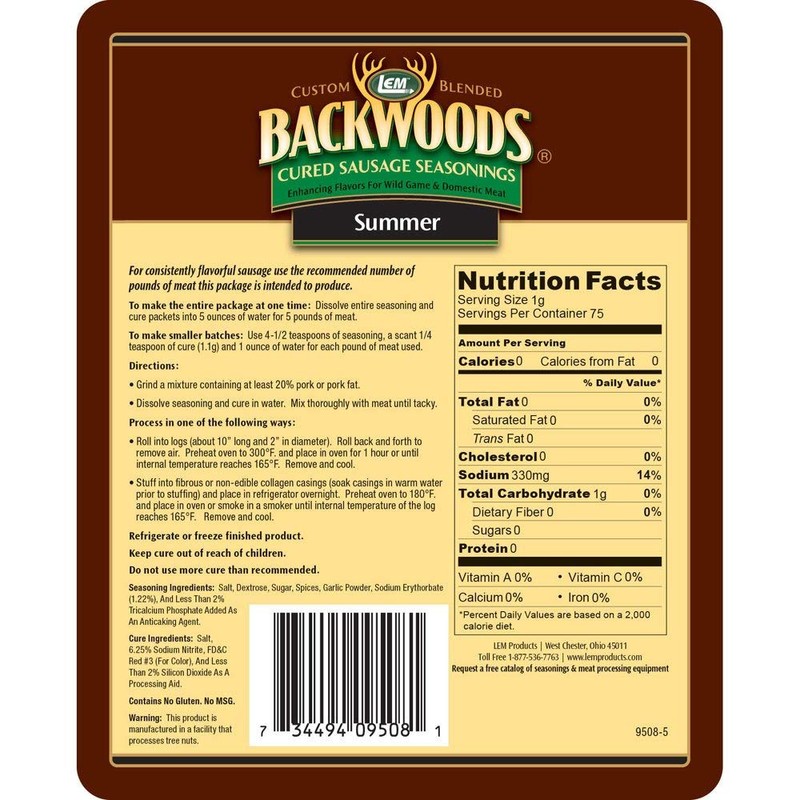 LEM Backwoods Summer Sausage Cured Sausage Seasoning, 5 Lbs.