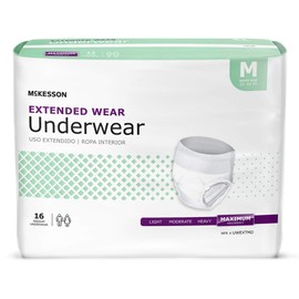 McKesson Extended Wear Underwear, Incontinence, Maximum Absorbency, Medium, 16 Count