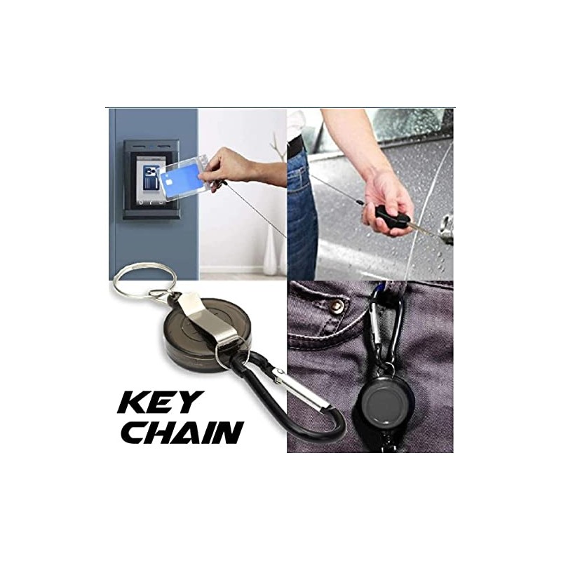 grepo Keychain, Reel, Key Holder, Carabiner Hook Included, Keys, Set