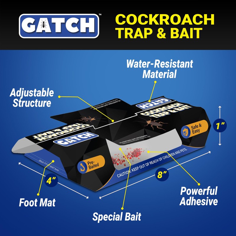 GATCH Roach Traps Indoor (24 Pack), Sticky Baited Cockroach Traps,