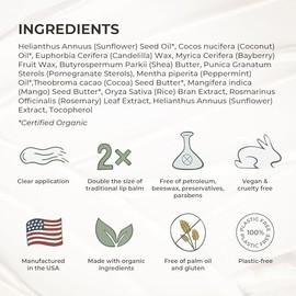 The Earthling Co.- Bálsamo labial - Natural, orgánico, cuidado de labios con menta - Sin color, sin abejas, tratamiento hidratante en barra con       