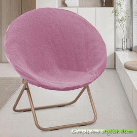 Buenanir Saucer Chair Cover - Stretch Round Moon Slipcovers, Jacquard Foldable, Cozy Chair Protector for Bedroom - Pink-Purple