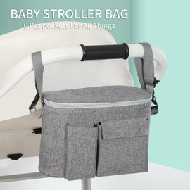 Stroller Caddy, and Insulated Stroller Accessories Double Stroller Organizer with Cmultiple Compartments and Shoulder Strap for Stroller Accessories (Jonlakiagq9xsitgn-7R)