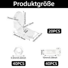 Alriedy Regalsys Angle Connectors Pack of 20 Transparent Acrylic Glass Furniture Angle 90 Degree Right Angle Bracket for Shelves Furniture Chairs Tables Perfect Mounting Angle for Transparent