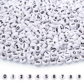 MQIGO 1050 perline acriliche da 7 mm con numeri da 0 a 9,105 pezzi per numero, perline numeriche per braccialetto, collana, anniversario, creazione di gioielli