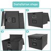 Umtiti A4-Size Black Leather File Organizer Box with Lid（Folders not