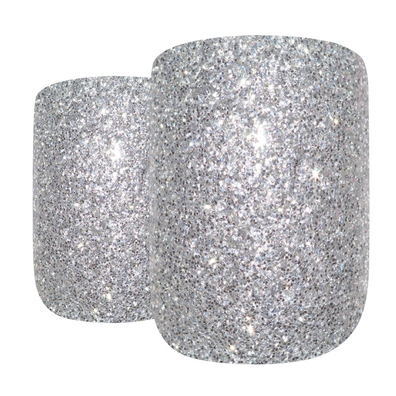 False Nails Bling Art Silver Gel French Squoval 24 Fake