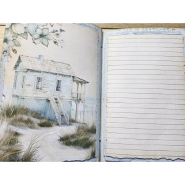 Handmade Junk Journal Booklet "BEACH HOUSE" HANDMADE Beach Ocean Sea Vacation 6"x9" 40pg