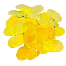 20 mm Flat Round Sequin Paillettes, 285 Pcs 20 mm, Hole 4 mm Mix Color Assortment Acrylic Sequin - 1,76 Ounce (50 Grams) (Yellow)