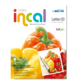 [Incal Paper] Waterslide Decal paper INKJET WHITE, Letter Size(216x279mm) 20sheets, DIY Photo Printing Craft, Real Photo-grade resolution, Stronger adhesion/fast releasing, Pliable Decal Film