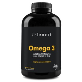Omega 3 Fish Oil 2000mg, 700mg EPA, 500mg DHA per Daily Serving | 200 High Strength Capsules (3 Month Supply) | Supports Normal Heart Function, Brain and Eye Health | Contaminant Free | Zenement