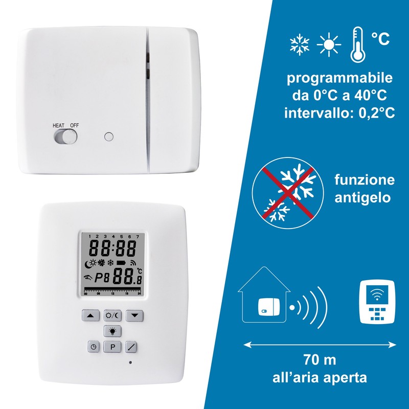Electraline 59218 – Wireless Digital Thermostat with RF 868 MHz,