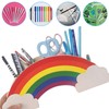 MEMOFYND 1 Piece Rainbow Wooden Pen Holder Storage Box Stationery