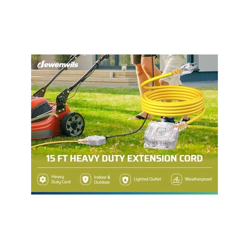 DEWENWILS DEWENWIL 15FT Heavy Duty Extension Cord, Dust-Proof &Waterproof Switch,6