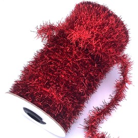 Bituinra 50 Yards Red Metallic Tinsel Christmas Garland Tinsel Bibbon for Christmas Tree,Wedding Birthday Party Decorations Supplies