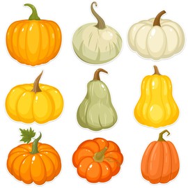 Wonmon 45 PCS Pumpkin Cutouts for Bulletin Board Decoration, Autumn Pumpkins Paper Cutouts Pumpkin Cut Outs for Thanksgiving Fall Autumn Party Office School Classroom Bulletin Board Decor