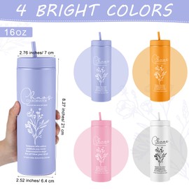 Rtteri 4 Chaos Coordinator Cups - Secretary Administrator Supervisor Manager Appreciation Gifts,16oz Tumbler with Lid and Straw for Secretary Assistant Counselor Teacher Appreciation (Bright Color)