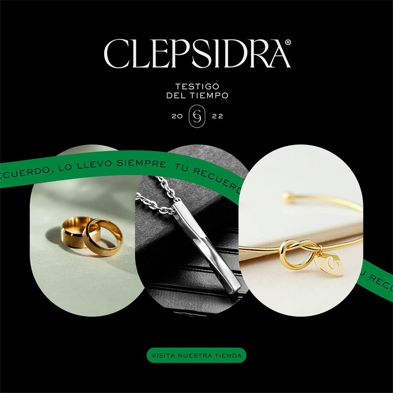 Clepsidra® Set 2 Anillos de compromiso unisex de Acero inoxidable.