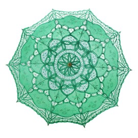 TopTie Vintage Green Lace Parasol, Wedding Bridal Umbrella, Photograph Parasol, Party Decorations Supplies