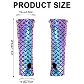 Mikovivi Mermaid Gloves, 29.5 cm Long Fish Scale Gloves Glittering Mermaid Arm Cuff Fingerless Gloves for Women Long Rave Gloves for Cosplay, Fantasy Purple