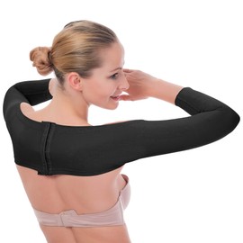 Brazo superior de compresión de manga Shaper Crop parte superior – Corrector de postura Back Supporter mujeres Liposuction ropa de compresión, Negro, S